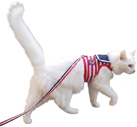 Cat Harness and Leash Set Escape Proof, Sailor Suit Red by YizhiMiaow