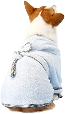 Dog Bathrobe, Microfiber Fast Drying Absorbent Hooded Bath Towel White by HDKUW