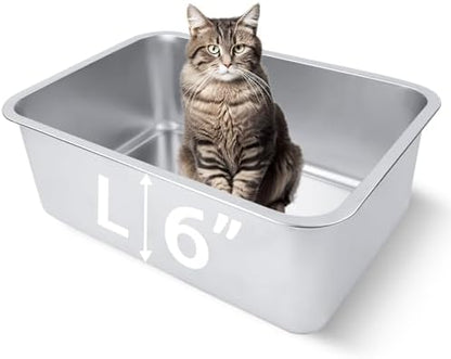 Stainless Steel Cat Litter Box 18"x14"x6" by HNeekyr