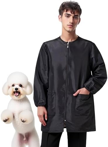 Dog Grooming Smock Long Sleeves Water-Repellent Hair-Proof by Unknown