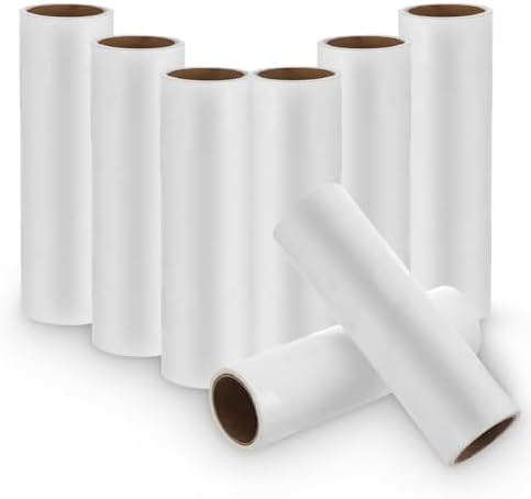 6.3 Inch Wide Lint Roller Refills, Value Pack 8 Rolls Extra Sticky, Pet Hair by Tolare