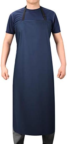 Waterproof Rubber Apron Adjustable Dishwasher Blue Work Apron by VWELL