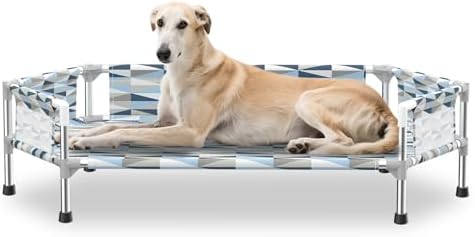 Elevated Dog Bed with Guardrails, Raised Cooling Outdoor Pet Cot Medium by Unknown