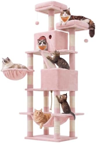 Feandrea Cat Tree, 81.1-Inch Large Cat Tower, Jelly Pink by FeandreabySONGMICSHOME
