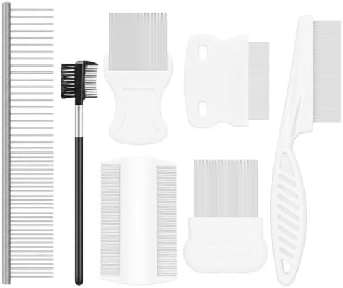 Flea Comb for Cats and Dogs, 7 Pack Professional Pet Grooming Comb Set by ShawnCraft