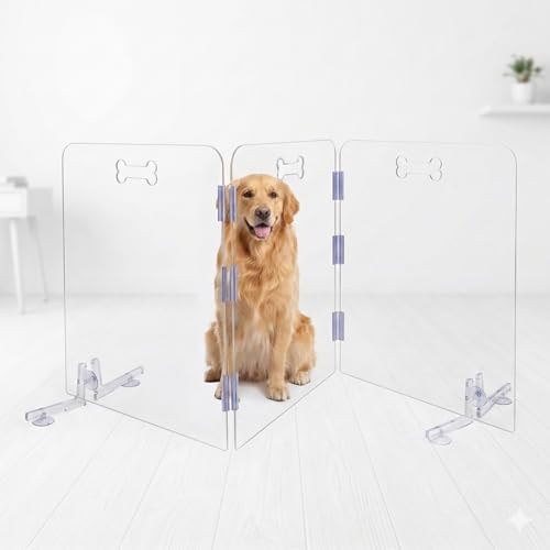 31.5'' Tall Clear Acrylic Dog Playpen, 3-Panel Pet Gate by Cutora