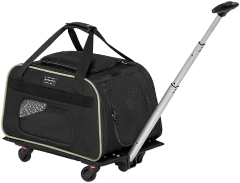 Petsfit Cat Carrier with Wheels, Removable Spinner Wheels by Petsfit