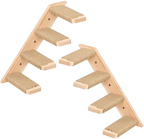 2PCS Wall Cat Tree Shelves, Reversible 4-Step Cat Ladders by PELUOMOZ