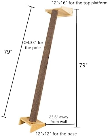 SHENGOCASE Modern 78.7“ Tall Leaning Cat Tree Tower Scratching Post Pillar - Image 6