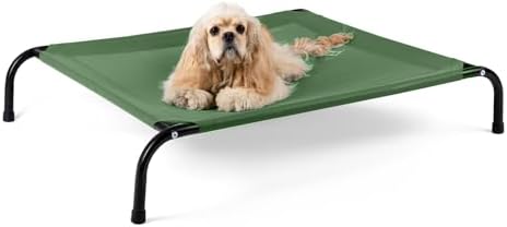 Cooling Elevated Dog Bed with Non-Slip Floor Protectors & Breathable Mesh by SIEMOUR