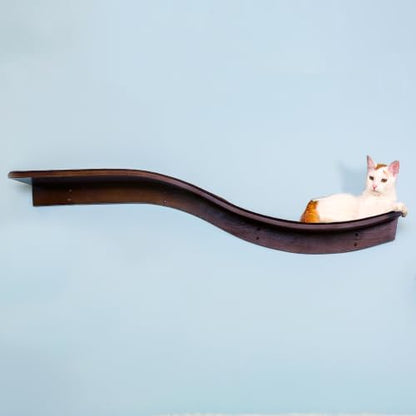 THE REFINED FELINE 60 Inch Lotus Branch Cat Shelf in Brown Mahogany by TheRefinedFeline