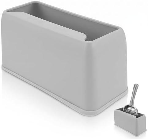 POPETPOP Cat Litter Scoop Holder 6.7"x3.1" Grey Plastic – Detachable Rack & by POPETPOP