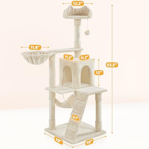 Yaheetech Cat Tree, 54in Tall Cat Tower - Image 3