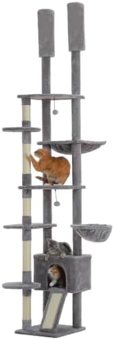 PEQULTI Floor to Ceiling Cat Tree, Height Adjustable 90.5-100.4'' - Image 2