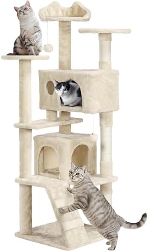 Yaheetech 62in Cat Tree Tower, Double Condo, Scratch Posts by Yaheetech