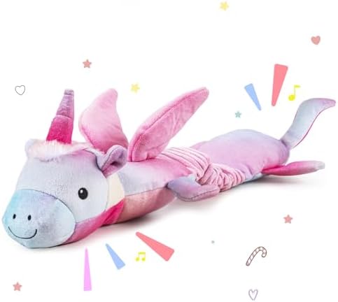 lilfrd Pink Unicorn Squeaky Dog Toy, Crinkle Plush Tug Toy by Lilfrd