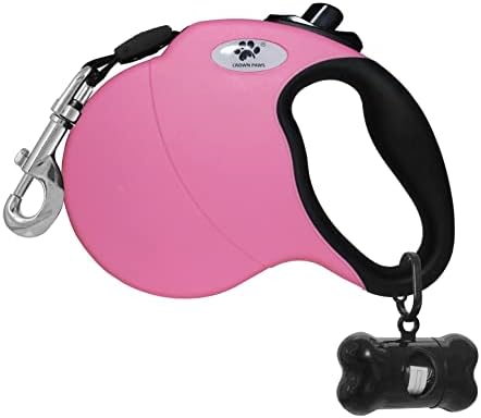 13 ft Retractable Dog Leash for Large Dogs up to 26 lbs, Tangle-Free Nylon Tape by CROWN+PAWS