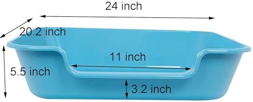 Extra Large Low Entry ABS Cat Litter Box, Light Blue, 1 Pack - Image 6