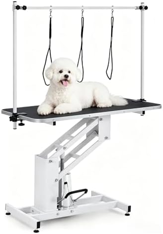 43.3" Hydraulic Pet Grooming Table, Heavy Duty Hydraulic Grooming Table Max by MERXENG
