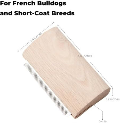 French Bulldog Brush for Shedding, Palm-Grip Wooden Grooming Comb - Image 4
