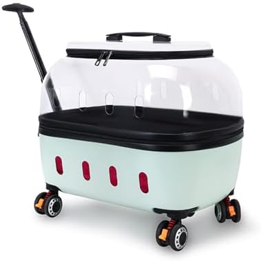 Cat Carrier with Wheels, Transparent Rolling Hard Shell Pet Carrier, Rolling by Unknown