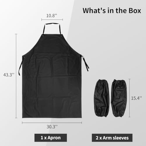 Heavy Duty Butcher Apron with Waterproof Arm Sleeves, Adjustable Cooking Apron - Image 3