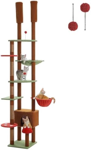 PEQULTI Floor to Ceiling Cat Tree Tower, Height Adjustable 230-252cm by PEQULTI