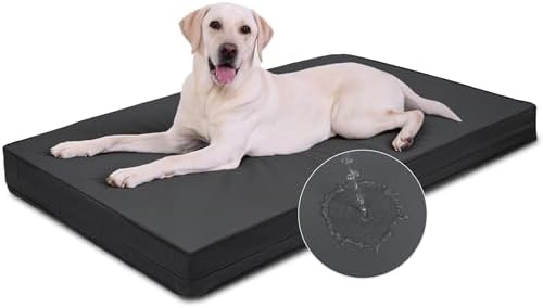 XXL Dog Bed Waterproof Washable, Wipeable Leather Large Crate Pad 48" Black by Loveforfurrykids
