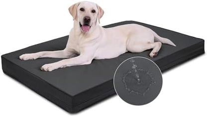 XXL Dog Bed Waterproof Washable, Wipeable Leather Large Crate Pad 48" Black by Loveforfurrykids