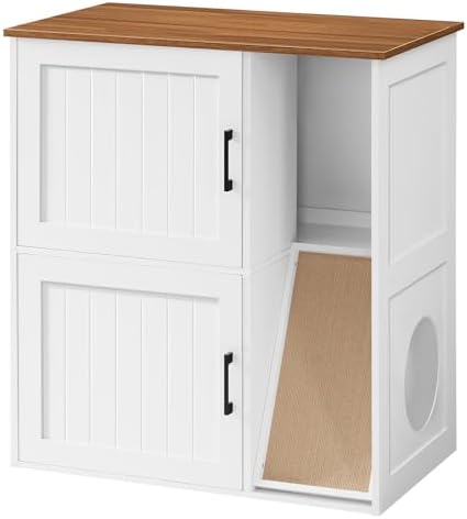 MAHANCRIS Litter Box Enclosure for 2 Cats, Hidden Litter Box Furniture by MAHANCRIS