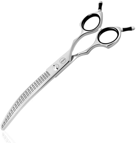 HASHIMOTO Curved Eraser Dog Grooming Scissors, 23 Teeth, 7.0 inch. by HASHIMOTO
