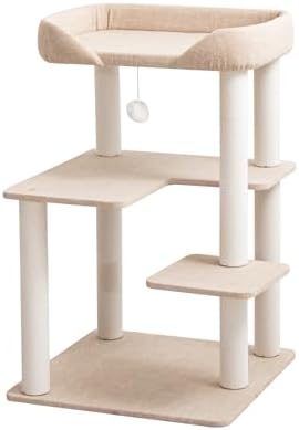 37.5" Cat Tree Tower for Large & Senior Cats, Low-Step Design by PETTIFULCATTREE