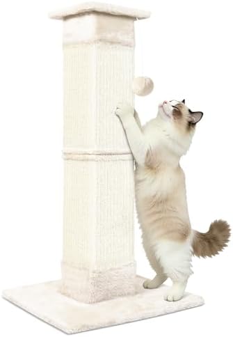 Cat Scratching Post 33 Inch for Indoor Cats, Sisal Cat Scratcher by Runske