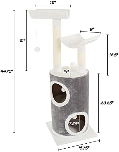 45in Cat Tree with Napping Perches, 2 Story Cat Condo, Cat Scratching Posts - Image 2