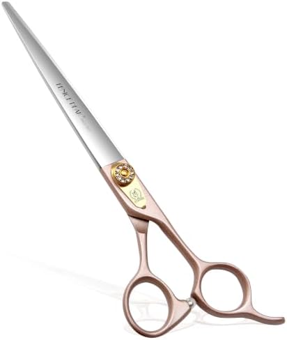 8'' Dog Straight Scissors for Grooming 440C Stainless Steel Rose Gold by FenicePeak