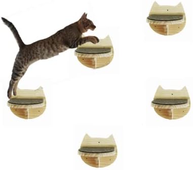 SHENGOCASE 5-Pack Natural Wood Wall Mounted Cat Steps by SHENGOCASE