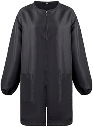 TOPTIE Salon Jacket with Long Sleeve, Unisex Satin Grooming Smock - Image 3