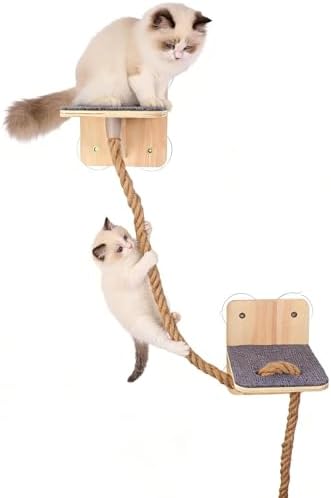 Cat Ladder with 7.5 ft Hemp Rope, Suction Cup Hanging Cat Bed, Space Saving Cat by Unknown