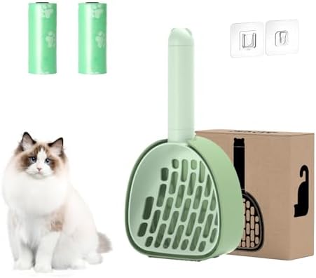 Cat Litter Scoop with Holder and Refill Bags, Mess-Free Cat Litter Scooper by HMTRADE