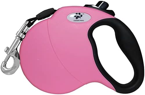 16 ft Retractable Dog Leash for Large Dogs up to 44 lbs, Tangle-Free Nylon Tape by CROWN+PAWS