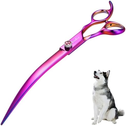 9in Curved Dog Grooming Scissors, 30° VG10 Pet Shears Heavy Duty by SnipStar