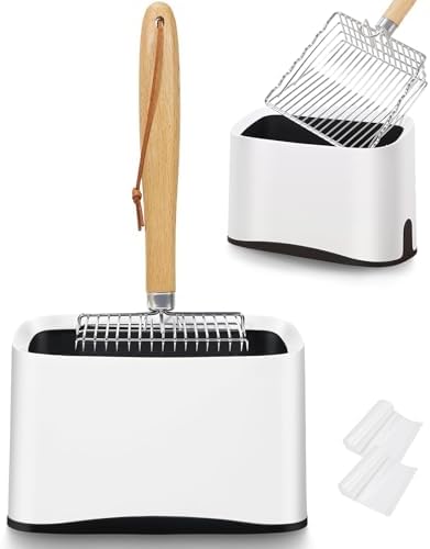 Cat Litter Scoop with Holder Stand, Poop Scooper with Waste Can, Refill Bag by ARMLULU