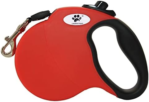 13 ft Retractable Dog Leash for Large Dogs up to 26 lbs, Tangle-Free Nylon Tape by CROWN+PAWS