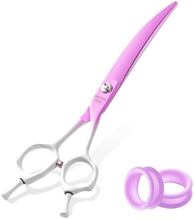 7'' Curved Dog Grooming Scissors Violet to White Gradient by MomotouDogGroomingScissors