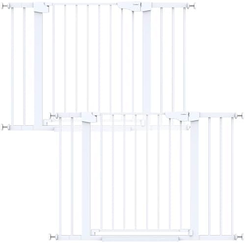 Cumbor 2 Pack 30-46" Baby Gate for Stairs, Auto Close Dog Gate Indoor White by Cumbor