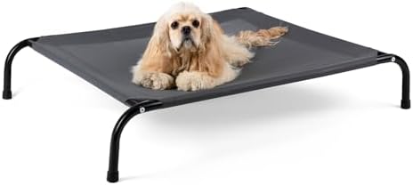 Cooling Elevated Dog Bed with Non-Slip Floor Protectors & Breathable Mesh by SIEMOUR