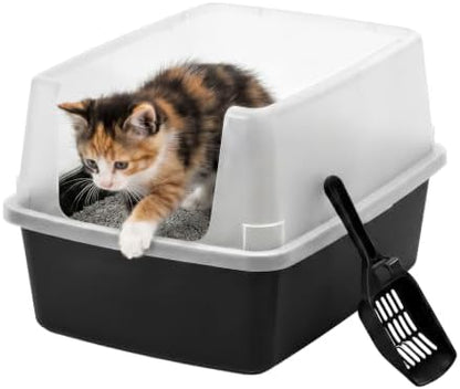 IRIS USA Cat Litter Box Small, High Sided, Scatter Shield by IRISUSA