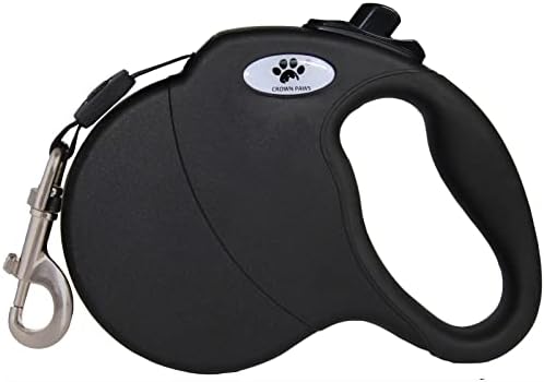 16 ft Retractable Dog Leash for Large Dogs up to 110 lbs, Tangle-Free Nylon Tape by CROWN+PAWS