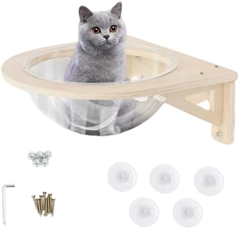 Space Capsule Style Transparent Cover Cat Bed, 15.8 * 15.8 * 6in Wall Mounted by Synaiolma