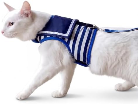 Cat Harness and Leash Set Escape Proof, Sailor Suit Navy by YizhiMiaow